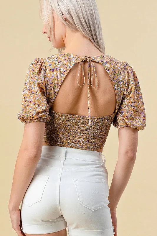 Trendy Floral Tie Back Top