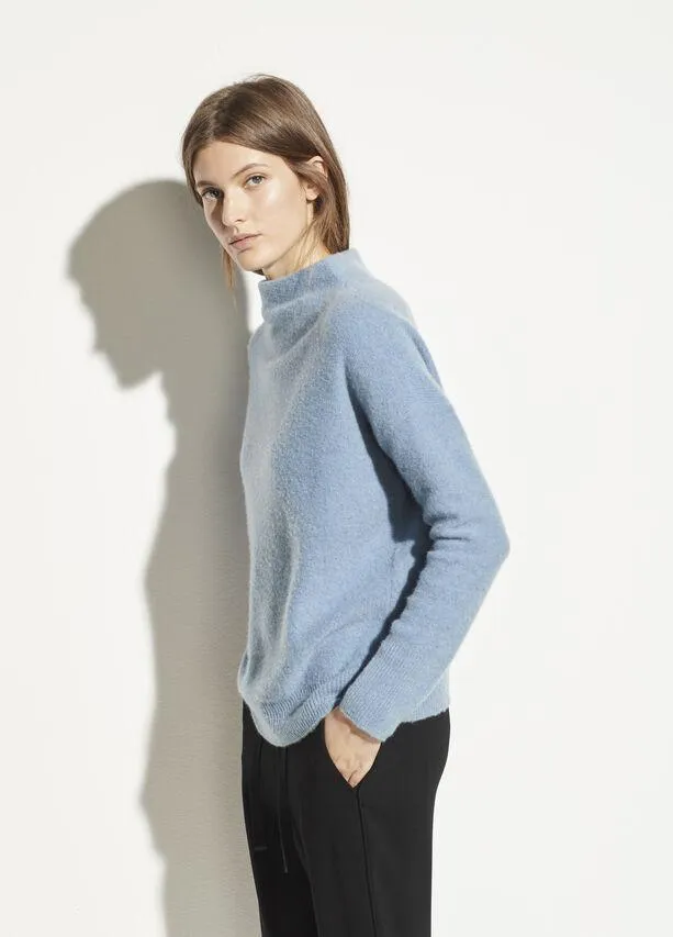 Vince - Funnel Neck Pullover in Heather Azurite