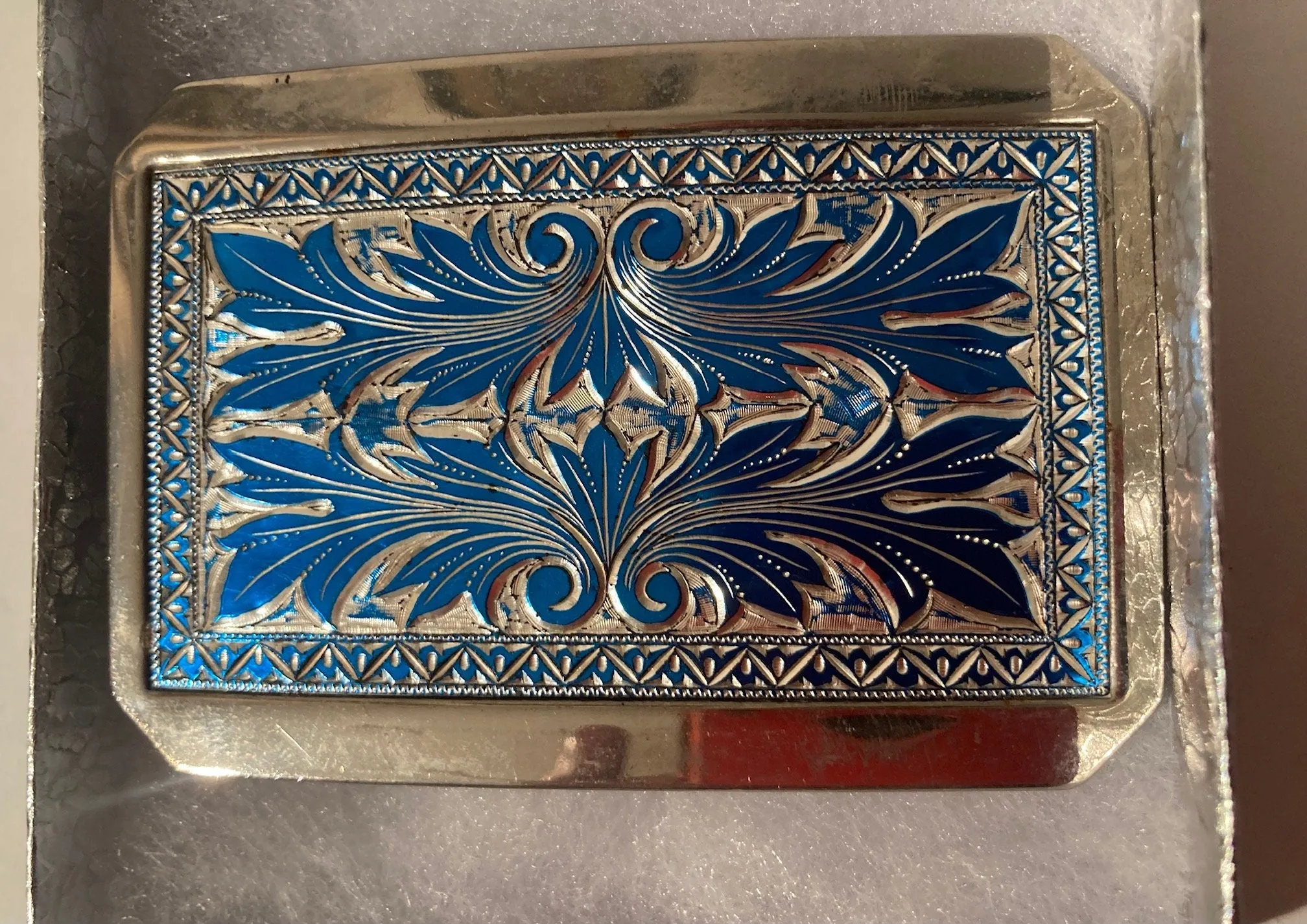 Vintage Belt Buckle, Blue Accents, Quality, Heavy Duty, Made in USA, Western, Country, Southwest, 3 1/4" x 2 1/4", Nice, Fashion, Clothing