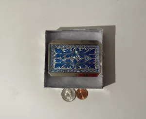 Vintage Belt Buckle, Blue Accents, Quality, Heavy Duty, Made in USA, Western, Country, Southwest, 3 1/4" x 2 1/4", Nice, Fashion, Clothing