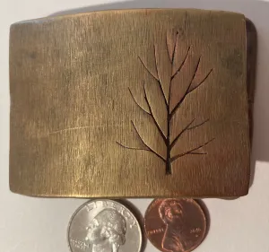 Vintage Belt Buckle, Tree, Leafs, Nature, Quality, Heavy Duty, Made in USA, Western, Country, Southwest, 2 3/4" x 2", Nice, Fashion