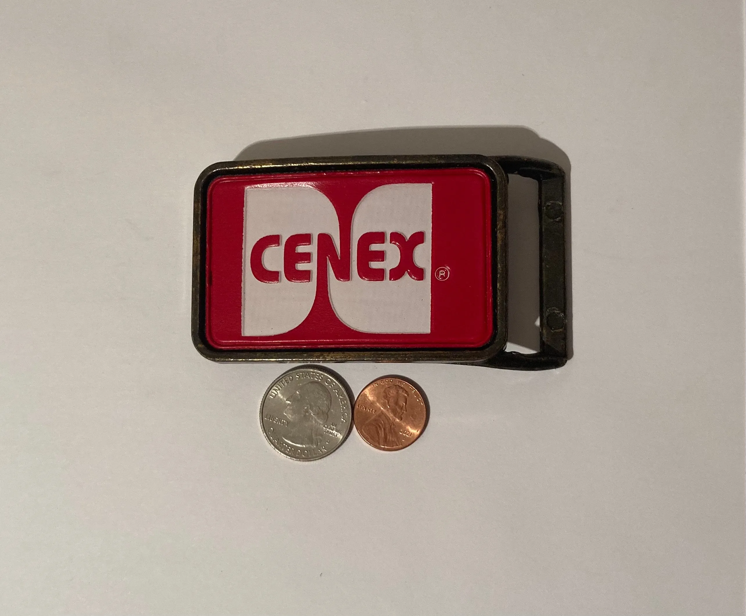 Vintage Metal Belt Buckle, Cenex, Red & Gold, Petroleum, Heavy Duty, Quality, Clothing Accessory, Fashion, Collectible, Shelf Display