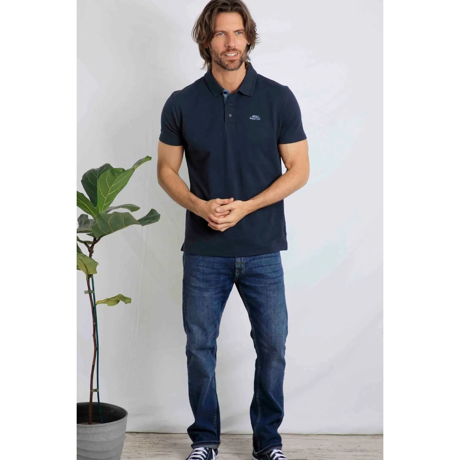 Weird Fish L Navy Miles Organic Pique Polo Shirt