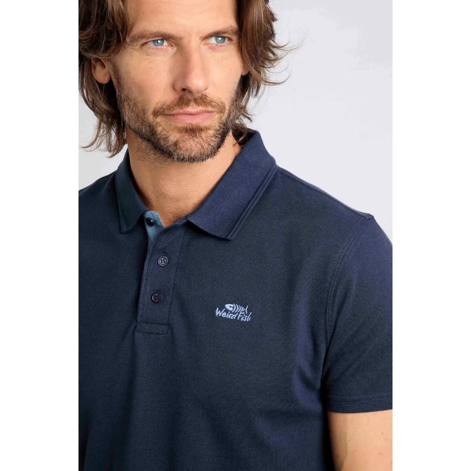 Weird Fish L Navy Miles Organic Pique Polo Shirt