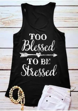 Womens Too Blessed To Be Stressed Tank Top | Graphic Print Plus Shirt